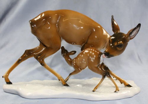 Reh mit kitz - reh, porzellanfigur