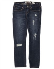 Hollister Damen Skinny Jeans Socal Stretch Distressed W26 L26 dunkelblau HB14