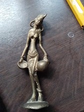 Afrikanische Figur Frau Messing Metall Statue Afrika  Deco 
