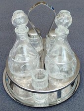 Menage 5-teilig, Essig, Öl, Salz, Pfeffer, Zahnstocherglas, 17 x 17 cm