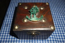 Maritimes Schatzkästchen  Holz Anker & Steuerrad  Geschenkebox 8cm x 7cm 