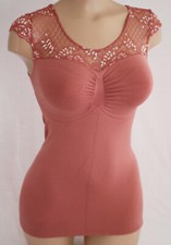 ♥Schlankstütz V-Shirt Gr. L 42/44 Rosenholz *Ärmelchen und Spitze *SK3♥