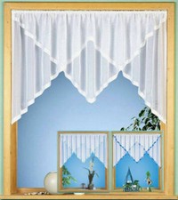 Gardine Kuvertstore m. Satinband Scheibengardine Vorhang Voile Kurzgardine Typ77