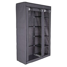 B-Ware: dibea Stoff-Kleiderschrank 175 x 110 x 45 cm Vlieshülle grau