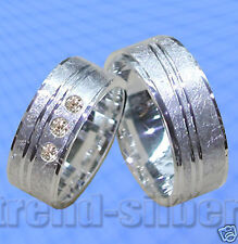 Trend- Silber Trauringe Verlobungsringe m. 3 Stein inklusive Gravur , J28-3