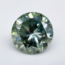 1,25 ct Cyan Gelblich Grün Moissanit 6 mm Rund Facettiert Brillant Edelstein