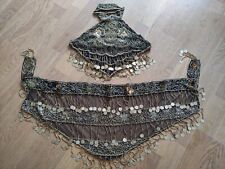 Pailletten u. Perlen Top Hüfttuch Bauchtanz Tribal Mittelalter Mode Sexy Rave