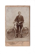 CDV Foto Feiner Herr mit Fahrrad - Hamburg Harburg 1890er