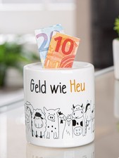 Gilde Spardose "Landleben"  Keramik  weiß schwarz braun Tiere Schaf Huhn Schaf