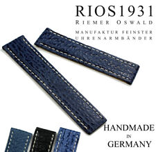 22mm/20 Uhrband echt Haifisch für Breitling Faltschließe Germany HAI Shark Band