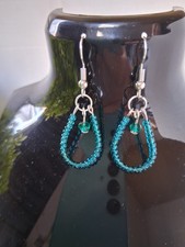 Hübsche Ohrhänger Ohrringe mit Perlen in Farbe Blaugrün Aqua