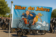 Biker des Jahres Flagge 150x90 cm – Preiswerte Alternative – Fahne Polyester wet