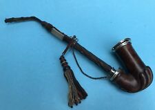 Signiert Biedermeier Tabakpfeife Maserholz Silber Pfeife rauchen Ulmer Kloben~50
