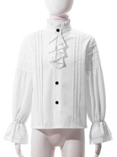 DE iEFiEL Kinder Mittelalter Pirat Hemd Plissee Rüschen Renaissance Viktorian