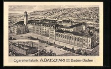 Baden-Baden, Cigarettenfabrik A. Batschari GmbH, Ansichtskarte 