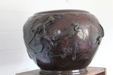 Japan Kunst Bronze Pflanzer Pflanzgefäß ca 8kg ca 1870-1912 gestempelt Dekorativ