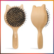 Bestool Reise Haarbürste – Hölzerne Mini Bürste mit Nylon und Wildschweinborsten