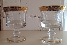 Murano Medici 2 Weingläser Goldrand Gravur mundgeblasen