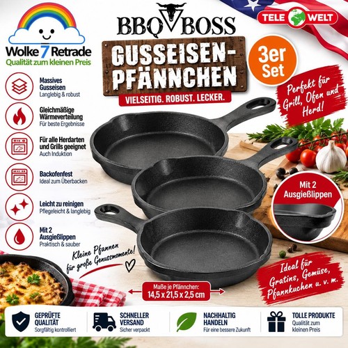 Gusseisen pfännchen 3er mini - gusseisen,