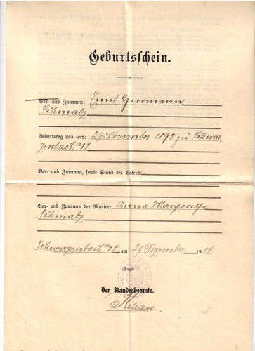 Geburtsurkunde - x4-,