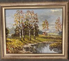 Ölgemälde Prof. A. A. Wendehals „Birken am Fluss“ 24x30cm m.Rahmen !Bilder beac!