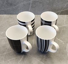 4 Kaffeebecher Porzellan schwarz/weiß 300ml