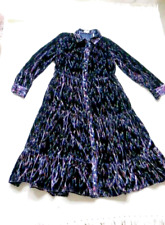 Nickisamt Kleid S.Oliver, Kragen, durchgeknöpft, Stufendesign, blau, *NEU* 38