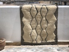 Berberteppich Marokko Handgeknüpft Lagerauflösung schwarz weiß 105 x 150 cm