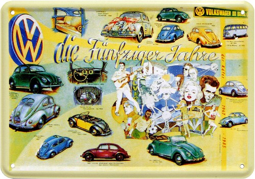 Blechpostkarte 50er jahre - blechpostkarte, vw