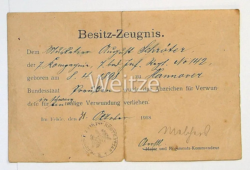 Besitzzeugnis zum
