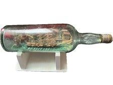 Buddelschiff, sehr alt, 1909, Mit Ständer, weiß! Sehr schöner Zustand!