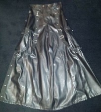 Bondagerock lang schwarz Gothic Metal Larp Cosplay Leder Gr. 28 XS / S