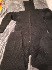 6KG Grobstrick Catsuit Schurwolle Kein Mohair Schwarz