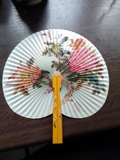 Fächer chinesisch Blumen Gelb  Shanghai Arts and Crafts  Vogel Faltbar