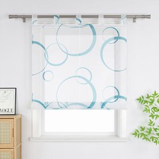 Raffrollo mit Schlaufen Kreise Raffgardine Transparent Küchegardine landhausstil