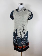 Smashed Lemon Kleid, Stehkragen, kurzarm, Gr.XL, mehrfarbiges Eulenmotiv