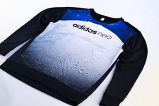 Adidas Pullover Sweater Sweat Shirt Top Crewneck Jumper Water Wasser Aqua Print 