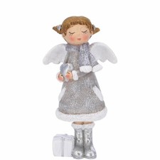 Deko Poly Engel Martha stehend, H13cm, grau