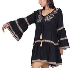 Boho Krinkelbluse, bestickte