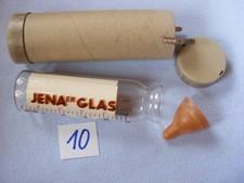 alte JENA-er-GLAS  Babyflasche aus den 70er Jahren , mit Werbeaufdruck  Nr. 10
