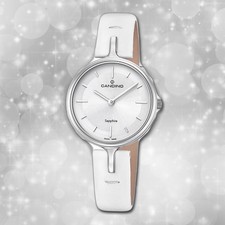 Armband-Uhr Leder weiß C4648/1 Quarz Analog Damen Uhr Candino Elegance UC4648/1