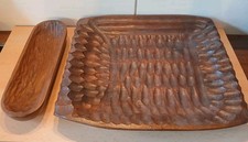 Holz Obstschale und Nußschale - dekorativ - 34,5 x 30 x 4,5 und 26 x 8,5 x 4 cm