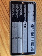 Typenschild Mercedes 107, 108