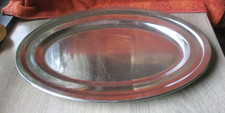 große ovale Edelstahl Platte ca 30 x 45 cm