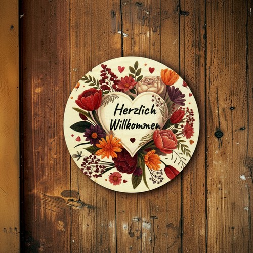 Türschild holzschild herzlich - türschild,