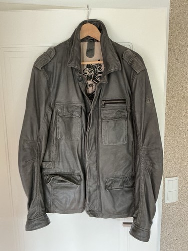 Herren lederjacke grau - lederjacke,