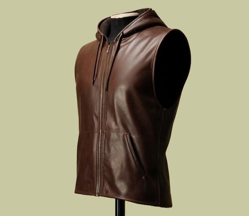 Herren lederweste braun mit - lederweste,