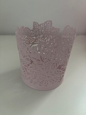IKEA SAMVERKA Übertopf Rosa Metall Modern Blumenmuster Ø 9cm