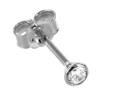 💎 585 Echt Weißgold 💎 DIAMANT Brillant 0,06 ct. 💎 Single-Ohrstecker Ø 3mm