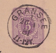 75790) GRANSEE Brandenburg Normstempel unvollständige Aptierung 1881 Postkarte